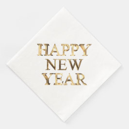 Faux Gold Typografie Happy Nieuwjaar Napkins Servet