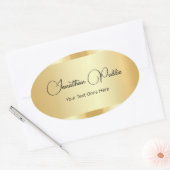 Faux Gold Typografie Script Sjabloon Trendy Ovale Sticker (Envelop)