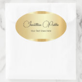 Faux Gold Typografie Script Sjabloon Trendy Ovale Sticker (Tas)