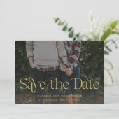 Faux Gold Typography Overlay Horizontal Photo Save The Date (Staand voorkant)