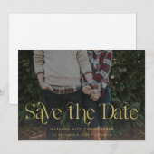 Faux Gold Typography Overlay Horizontal Photo Save The Date (Voorkant / Achterkant)