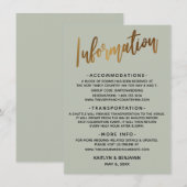 Faux Gold Typography Sage Weddending Information Informatiekaartje (Voorkant / Achterkant)