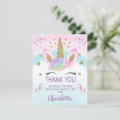 Faux Gold Unicorn Rainbow Birthday Hartelijk dank Kaart (Staand voorkant)