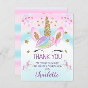 Faux Gold Unicorn Rainbow Birthday Hartelijk dank Kaart