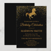 Faux Gold Unicorn Verjaardag Uitnodiging (Voorkant / Achterkant)