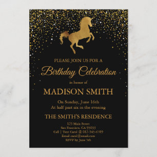 Faux Gold Unicorn Verjaardag Uitnodiging