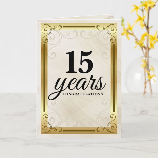 Faux gold universal employee anniversary kaart (Gele Bloem)