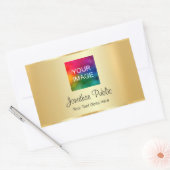 Faux Gold Upload uw foto of zakelijke Logo Rechthoekige Sticker (Envelop)