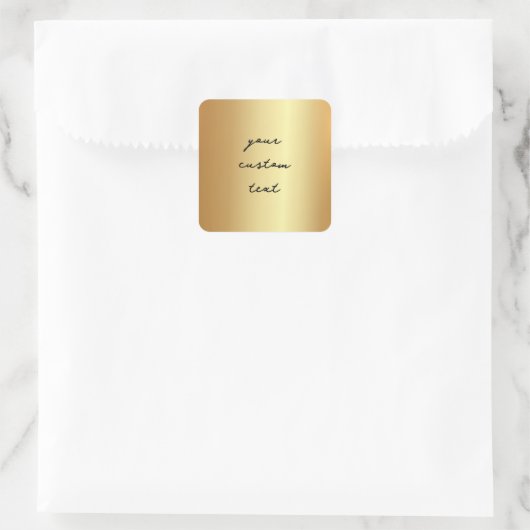 Faux Gold Uw aangepaste tekst hier Glamour Sjabloo Vierkante Sticker (Tas)