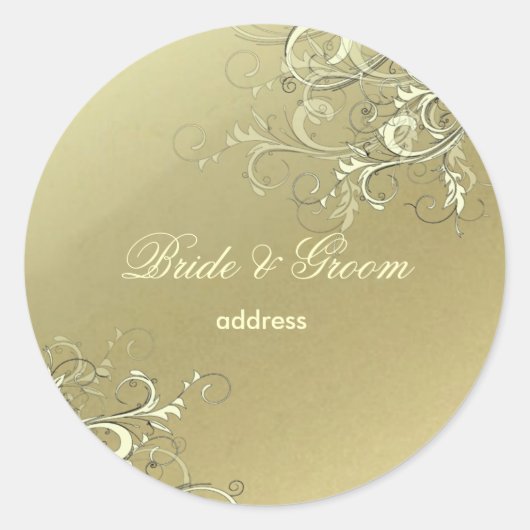 faux gold vanilla zwelt trouwstickers ronde sticker (Voorkant)