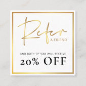 Faux Gold Verwijs Een Vriend Korting Bedrijf Logo Aanbevelingskaartje (Voorkant)