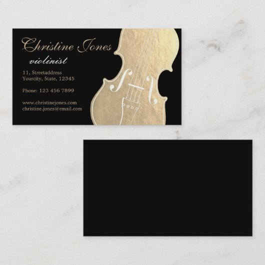 faux gold viool folie visitekaartje (Voorkant / Achterkant)