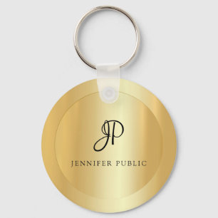 Faux Gold Voeg Jouw tekst elegante Sjabloon toe Mo Sleutelhanger