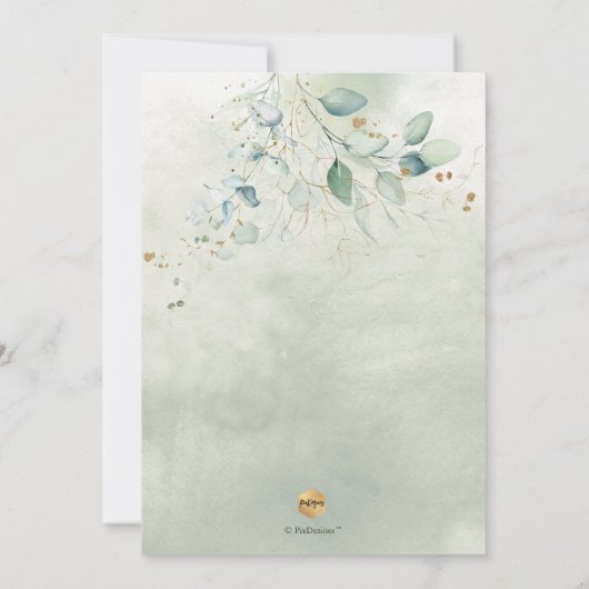 Faux Gold Waterverf Eucalyptus Vrijgezellenfeest Kaart (Achterkant)