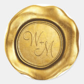 Faux Gold Wax Initialen Monogram Bruiloft Ronde Sticker (Voorkant)