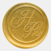 Faux Gold Wax Wedding Monogram Envelope Seal Ronde Sticker (Voorkant)