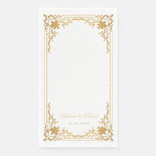 Faux Gold Wedding Antiek Elegant Script Servet (Voorkant)
