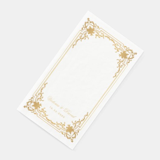  Faux Gold Wedding Antiek Elegant Script Servet (Hoek)
