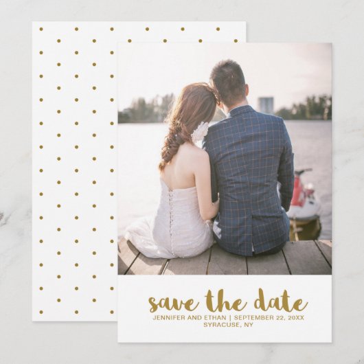 Faux Gold Wedding Bewaar de datum Foto Save The Date (Voorkant / Achterkant)