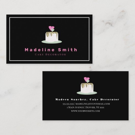 Faux Gold Wedding Cake Bakery Logo Baker Visitekaartje (Voorkant / Achterkant)