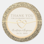 Faux Gold Wedding Hartelijk dank Ronde Sticker (Voorkant)