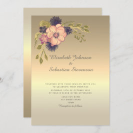Faux Gold Wedding Invitation Kaart
