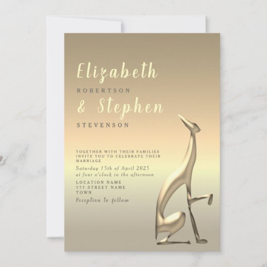 Faux Gold Wedding Invitation Kaart (Voorkant)
