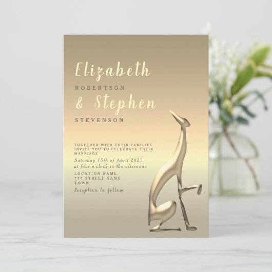 Faux Gold Wedding Invitation Kaart (Staand voorkant)