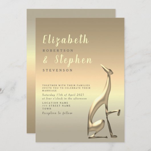 Faux Gold Wedding Invitation Kaart (Voorkant / Achterkant)