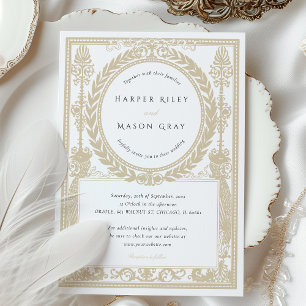 Faux Gold Wedding Laurel Design Kaart