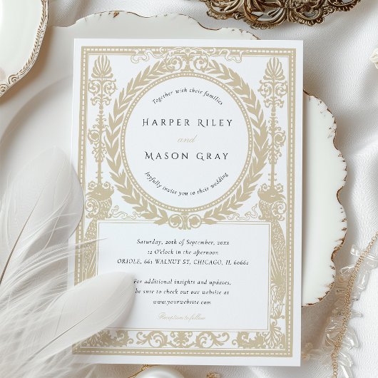 Faux Gold Wedding  Laurel Design Kaart