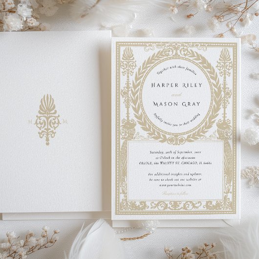  Faux Gold Wedding  Laurel Design Kaart