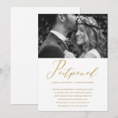 Faux Gold Wedding Postponement New Date Foto Aankondiging (Voorkant / Achterkant)