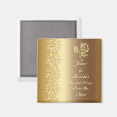 Faux Gold Wedding Roos en Harten Save the Date Magneet (Voorkant / Achterkant)