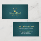 Faux Gold Weegschaal Donkergroene Rhombus Advocaat Visitekaartje (Voorkant / Achterkant)