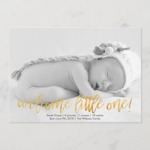 Faux Gold Welkom bij Little One Geboorteaankondigi Aankondiging