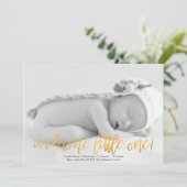 Faux Gold Welkom bij Little One Geboorteaankondigi Aankondiging (Staand voorkant)