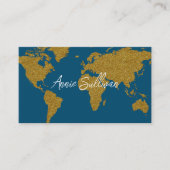 Faux Gold Wereldkaart Reisbureau Toerisme Visitekaartje (Voorkant)