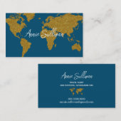 Faux Gold Wereldkaart Reisbureau Toerisme Visitekaartje (Voorkant / Achterkant)