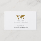 Faux Gold Wereldkaart Travel Agent (op wit) Visitekaartje (Achterkant)