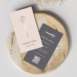 Faux Gold Whisk | Bakkerij | Chef-kok | QR-code ca Visitekaartje