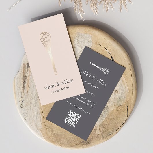 Faux Gold Whisk | Bakkerij | Chef-kok | QR-code ca Visitekaartje