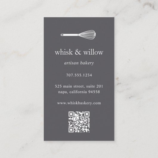 Faux Gold Whisk | Bakkerij | Chef-kok | QR-code ca Visitekaartje (Achterkant)