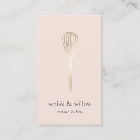 Faux Gold Whisk | Bakkerij | Chef-kok | QR-code ca Visitekaartje (Voorkant)
