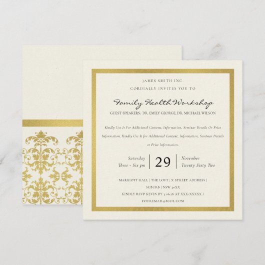 FAUX GOLD WHITE DAMASK CLASSIC WORKSHOP EVAL KAART (Voorkant / Achterkant)