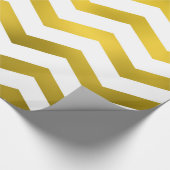 Faux Gold White Foil Chevron Zig Zag Striped Cadeaupapier (Hoek)