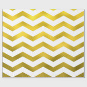 Faux Gold White Foil Chevron Zig Zag Striped Cadeaupapier (Vlak)
