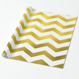 Faux Gold White Foil Chevron Zig Zag Striped Cadeaupapier