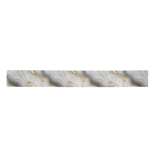 Faux Gold White Grey Marbled Satijnen Lint (Voorkant)