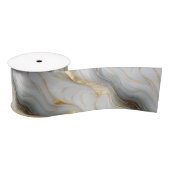 Faux Gold White Grey Marbled Satijnen Lint (Spoel)